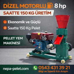 Pelet Yem Makinesi KL-160/-8hp-dizel motorlu